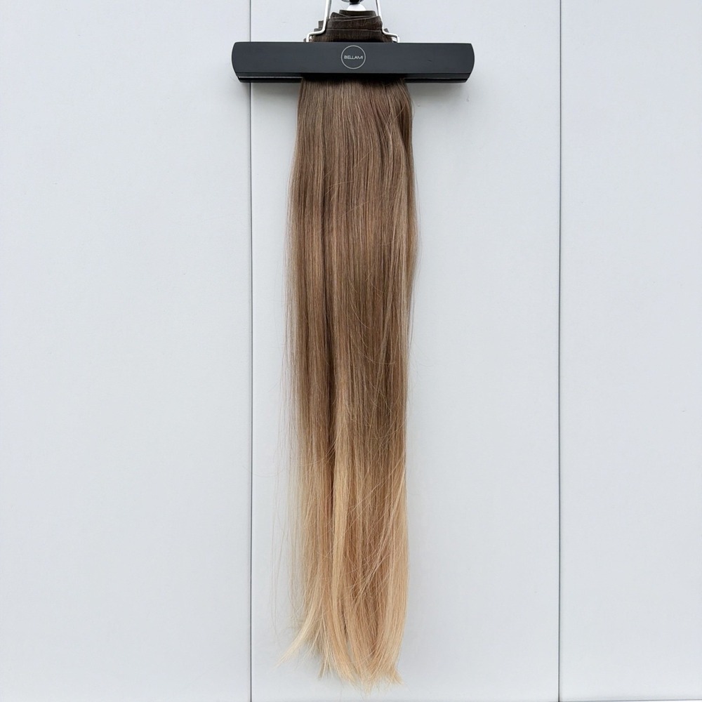 BELLAMI Silk Seam 22" Clip In Hair Extensions Cool Brown Dirty Blonde #17/18 NEW